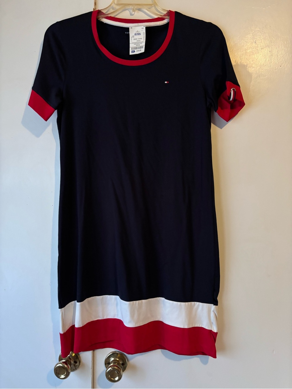 Tommy Hilfiger Navy Mini Dress with Red & White Bands